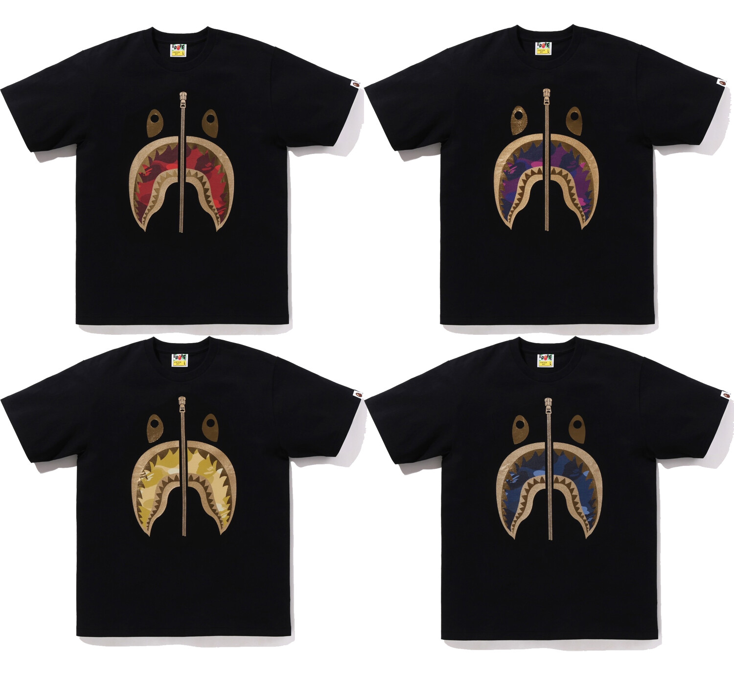 【A BATHING APE】2色展開 1ST CAMO SEPARATE SHARK TEE UNISEX A Bathing Ape Men 1st Camo Side Shark Tee green