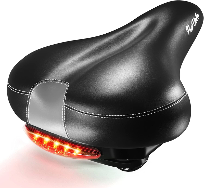 Most Comfortable Bike Seat for Men Women - Wide Soft Padded Bicycle Saddle – LED