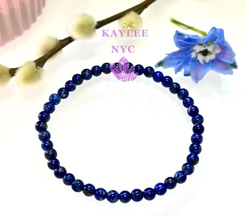 Wholesale Lot 6 Pcs Natural Lapis Lazuli 4mm 7.5” Crystal Stretch Bracelet