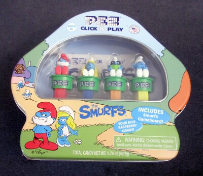 PEZ ''THE SMURFS'' CLICK & PLAY GIFT SET.  Includes 4 Click & Play Pez - NIB