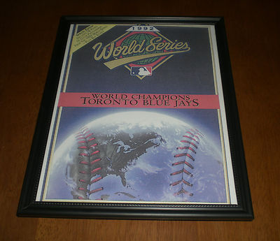 1992 BLUE JAYS FRAMED COLOR WORLD SERIES COMMEMORATIVE PROGRAM PRINT