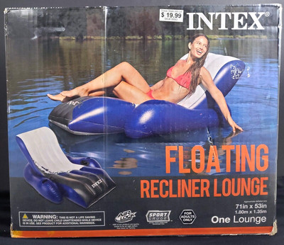Intex Floating Recliner Inflatable Swimming Pool Lounge 58868EP 71x53 Blue/White