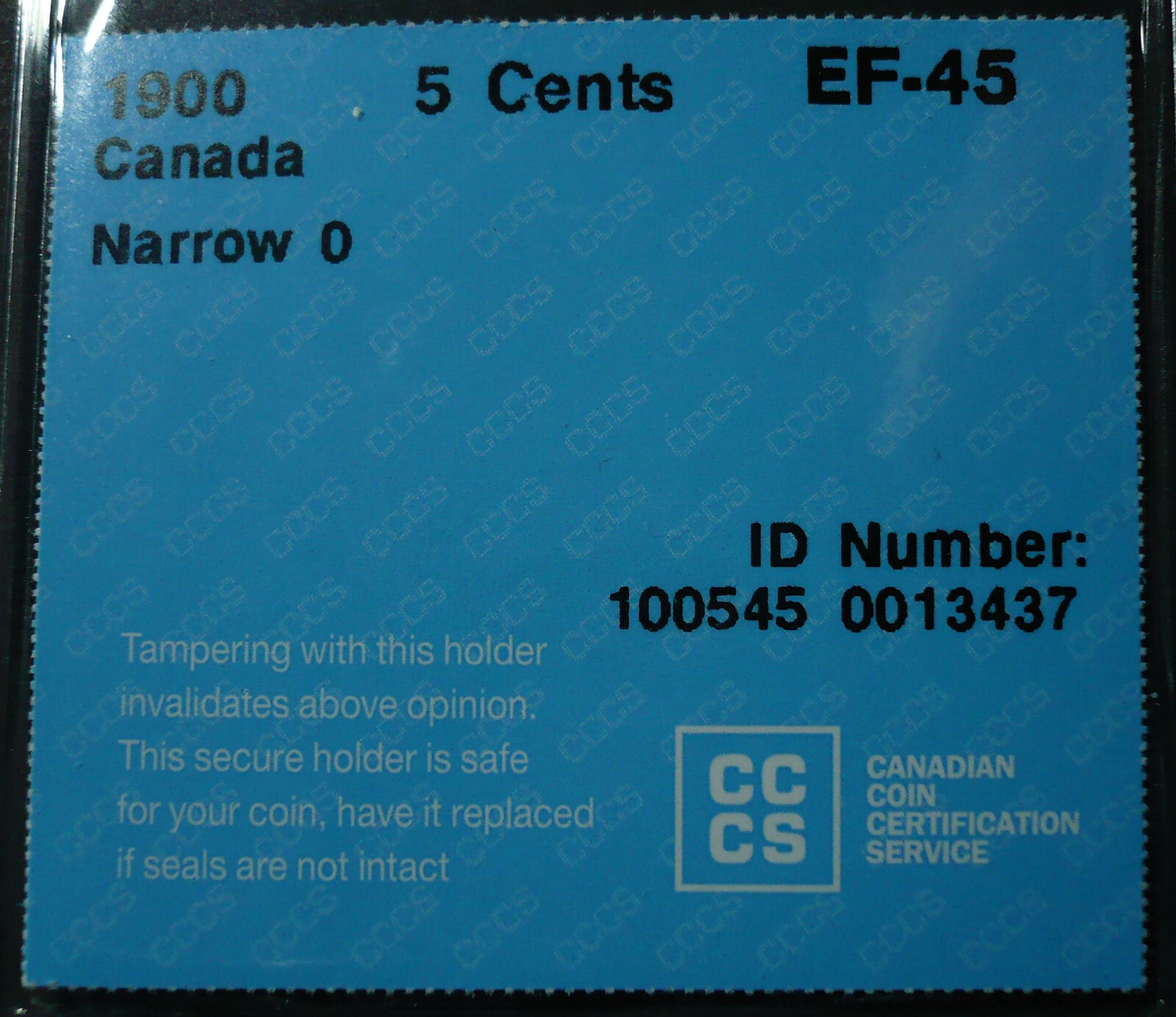 1900 Canada 5 Cents - Narrow 0, CCCS Certified