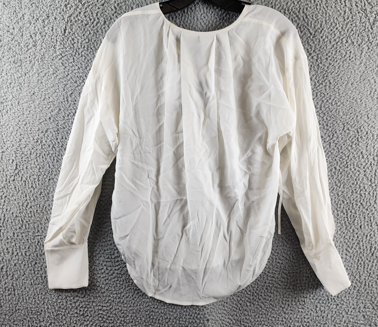 Equipment Femme Hailey Silk Blouse Women's XS Nature White Tie Neck Long Sleeve - Picture 14 of 17