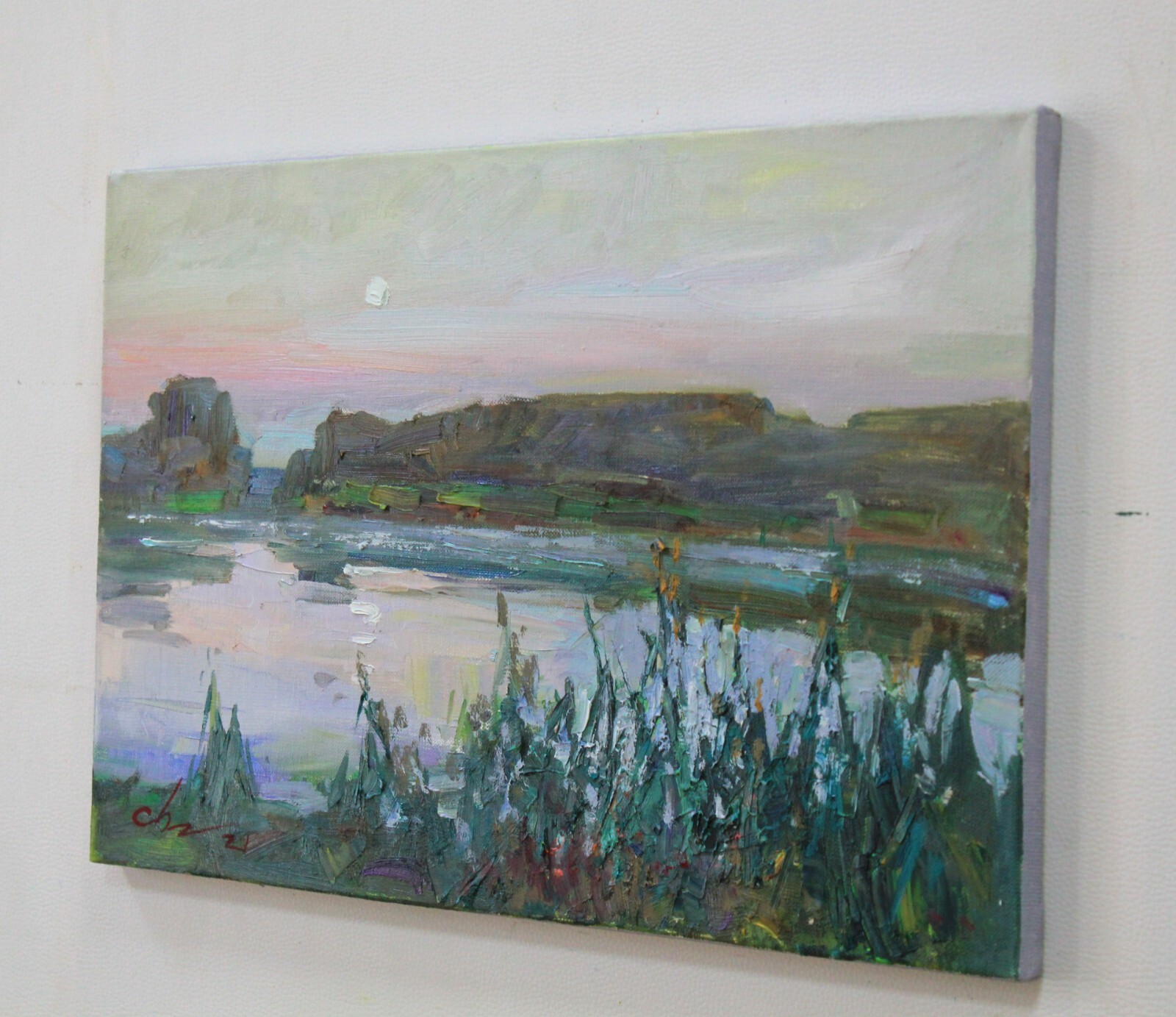 Landscape painting Original art Impressionism Oil on canvas by S. Chernyakovsky