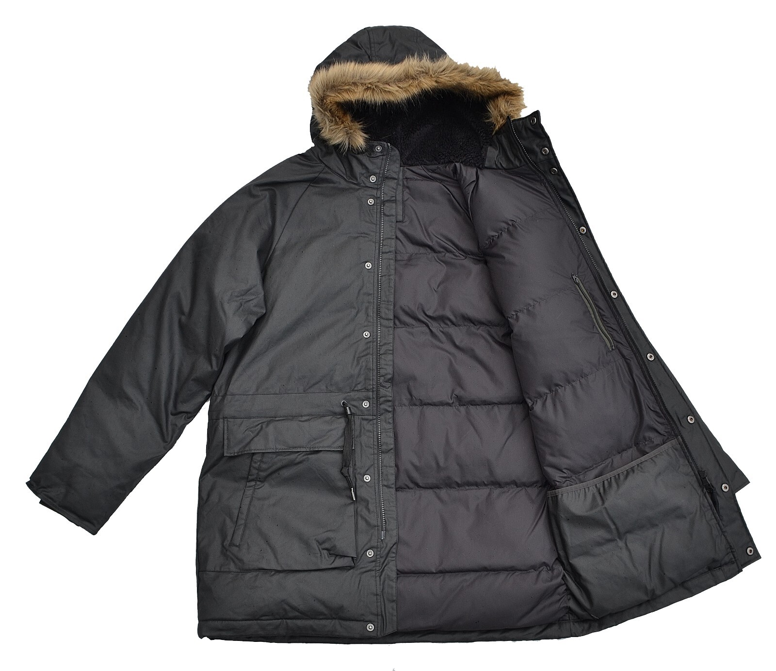 FRED PERRY FRED PERRY - PARKA JACKE PADDED WAXED COTTON JACKET - SCHWARZ - M XL XXL - NEU