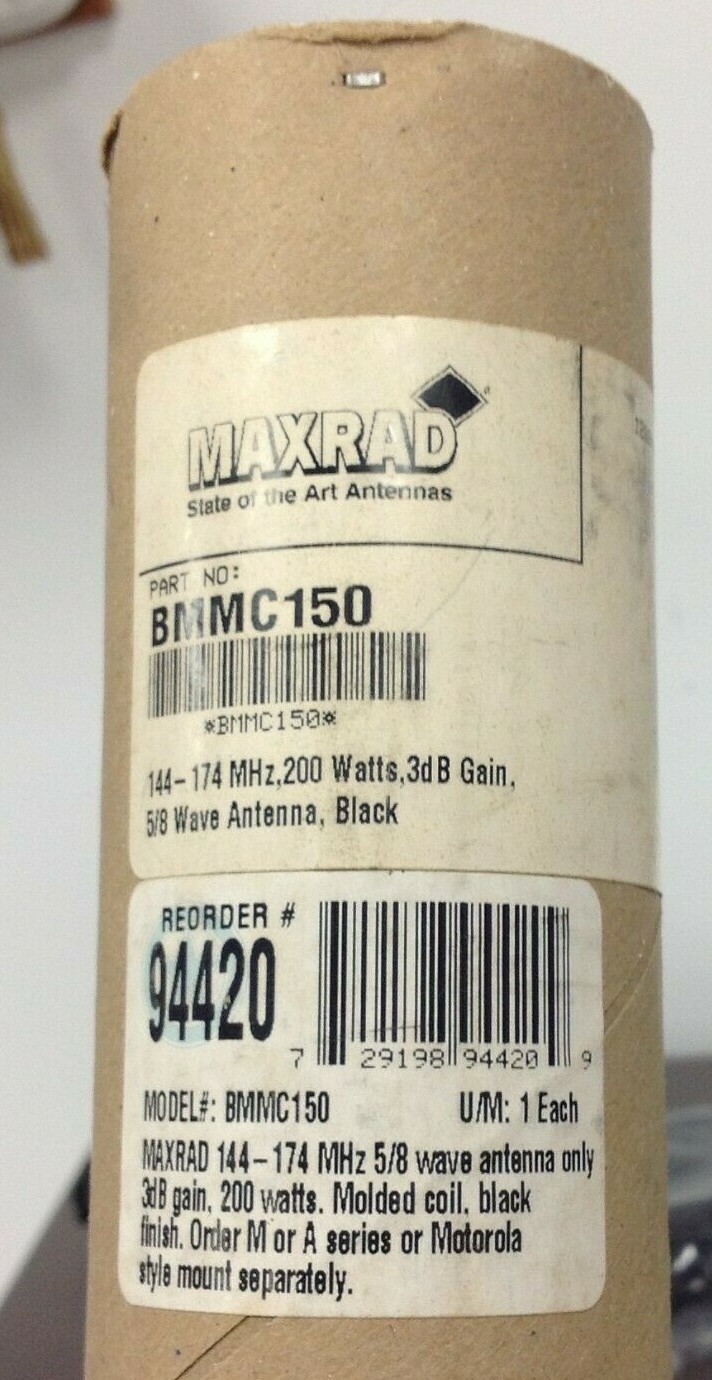 MAXRAD BMMC150, 144-174MHz, 3dB, 5/8 wave Antenna, Field