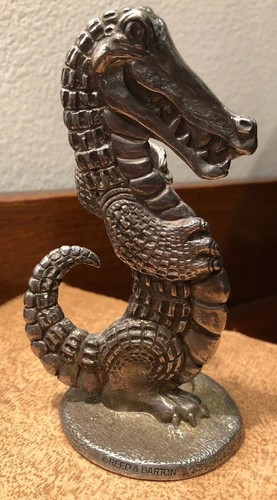 Rare Vintage Reed & Barton Alligator Pen Holder Crocodile Desk Trinket