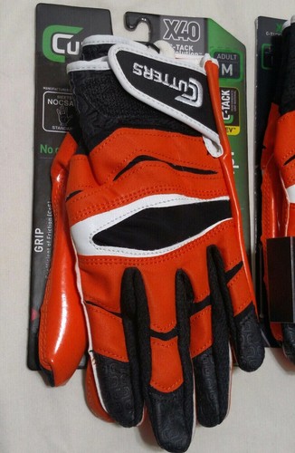 Cutters X-40 C-Tack Receiver ORANGE BLACK Football Gloves Medium LARGE