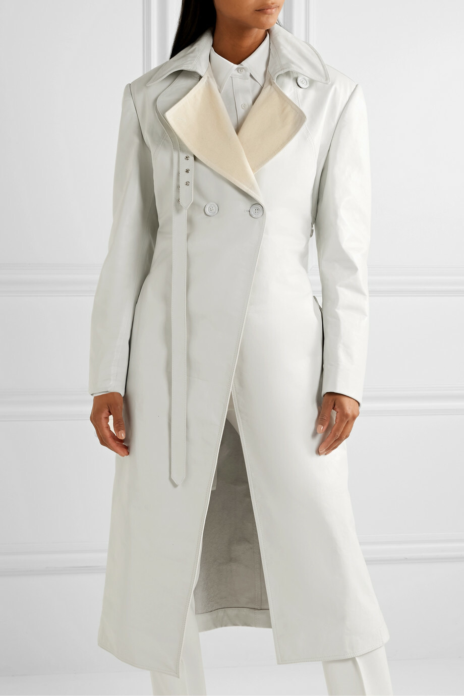 Pre-owned The Bombay Leather Co White Lambskin Leather Trench Coat For Women Size Xs S M L Xl Xxl Custom Made