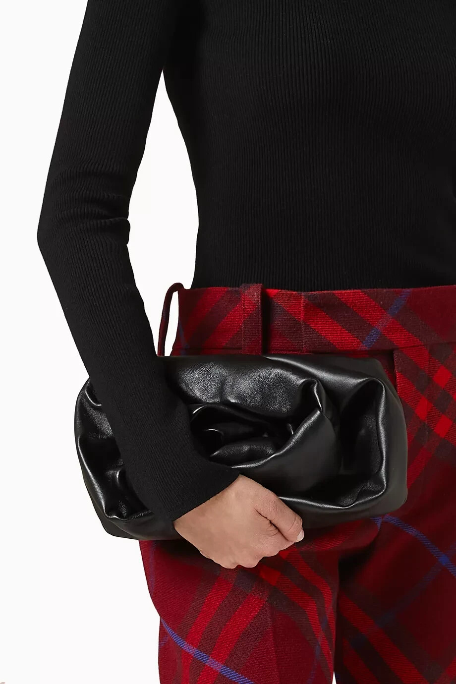 Authentic NEW BURBERRY Women's Black Leather ROSE CLUTCH Bag