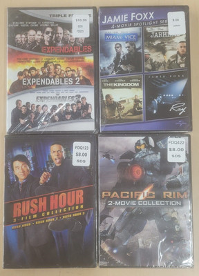 NEW Lot of 4 DVD's: The Expendables / Jamie Foxx / Rush Hour / Pacifice Rim