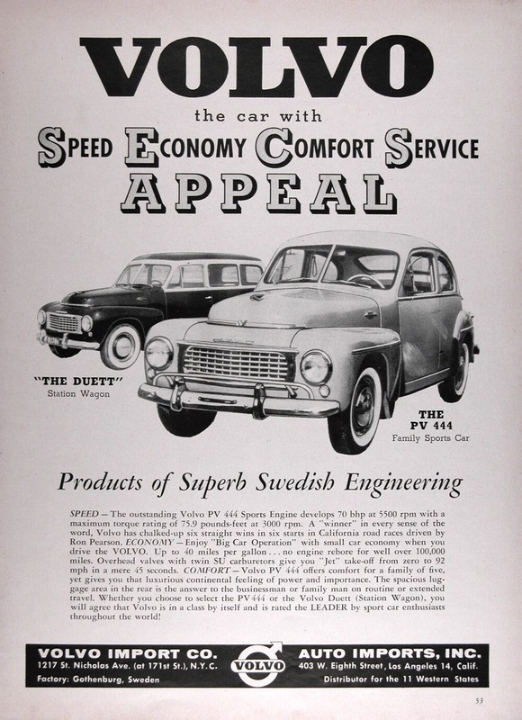 1957 VOLVO PV 444 Original Genuine Ad & 2pgs. ROAD TEST W ...