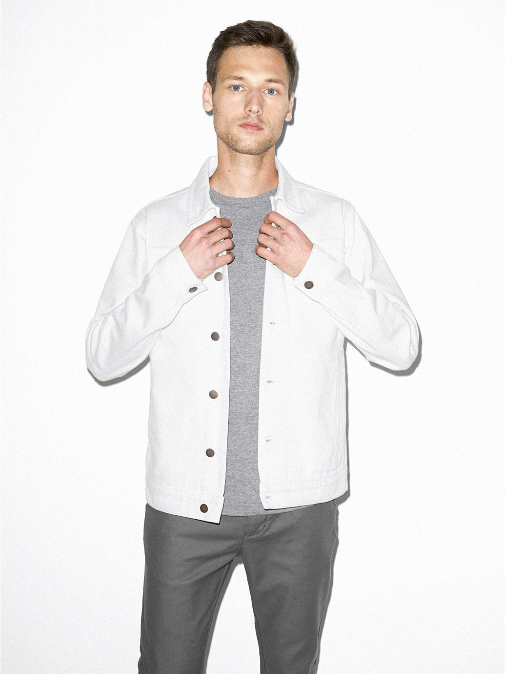 New American Apparel Denim Jean Jacket XS White overshirt