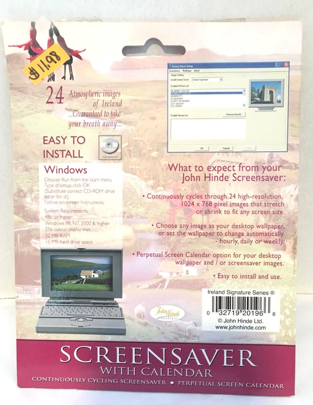 John Hinde LTD Ireland CD Screen Saver Perpetual Calendar 24 Color Images