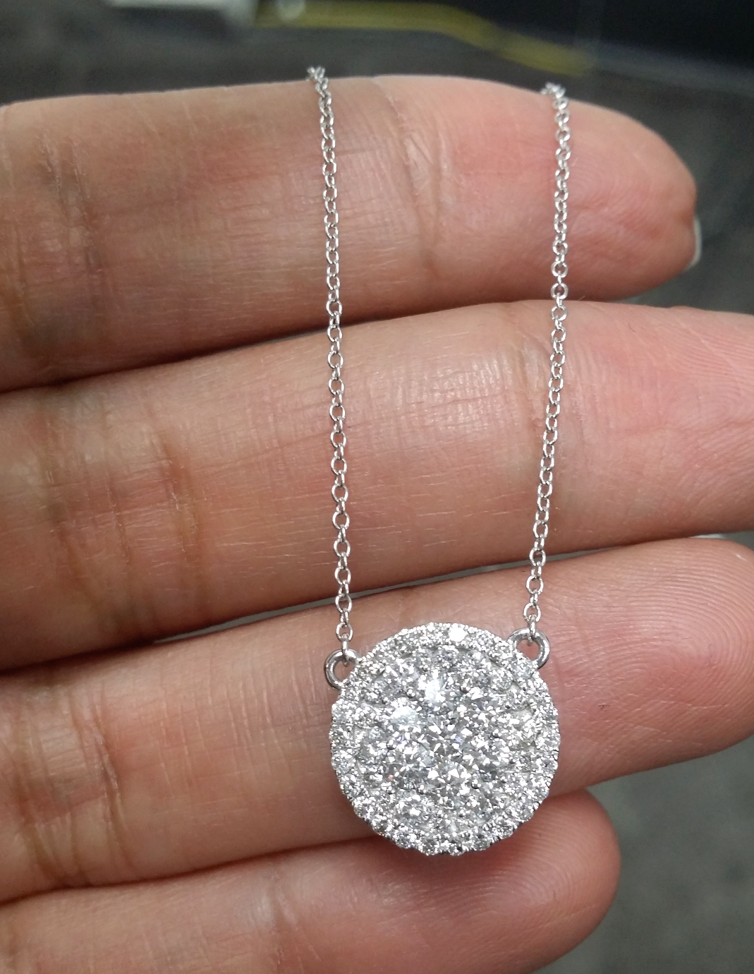Pre-owned Handmade Deal 1.05ct Genuine Cluster Diamond Pendant Necklace 14k Gold With Chain 18" In H