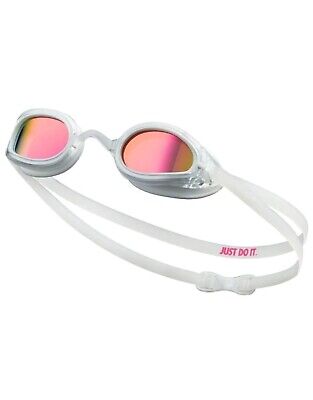 Nike Legacy Swim Goggles Polarized Mirrored Lenses White Clear Rainbow One Size