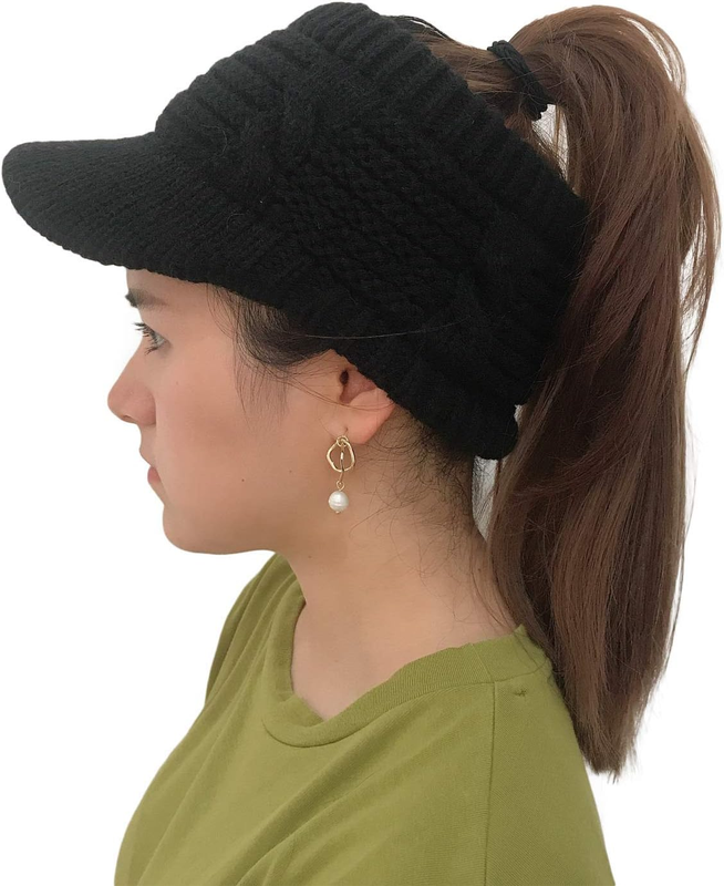 Gorro De Invierno Con Cola De Pony - Tejido De Acrílico Cálido, Estilo Beanie Para Mujer