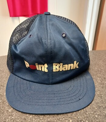 Vintage Point Blank Guns Ammo Blue Trucker Mesh Snapback Cap Hat DS Deadstock 