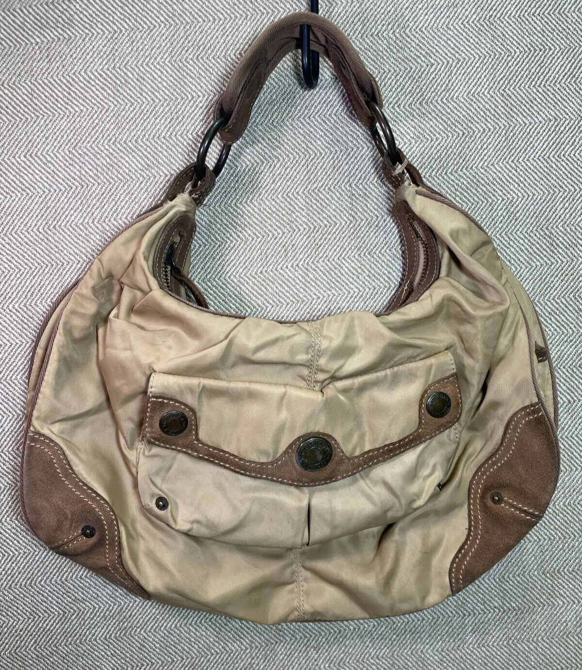 VINTAGE Gap Jeans 1969 Leather Nylon Handbag Medium 16