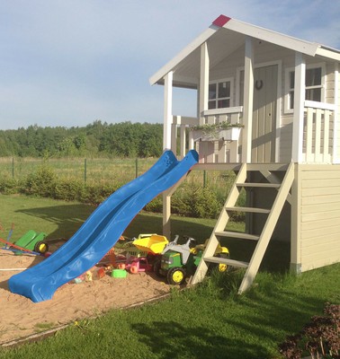 Kinderhaus + Rutsche Tobi Toby Kinderspielhaus Gartenhaus Stelzenhaus Holz Haus