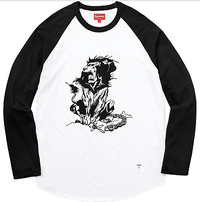 Supreme Lee Quinones Lion Raglan Long sleeve Baseball Shirt Subway art BNWT (M)