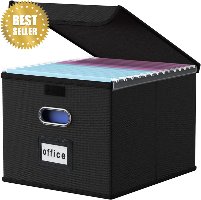 Upgrade Portable Document Organizer Box, Large Linen Hanging Office Document Sto