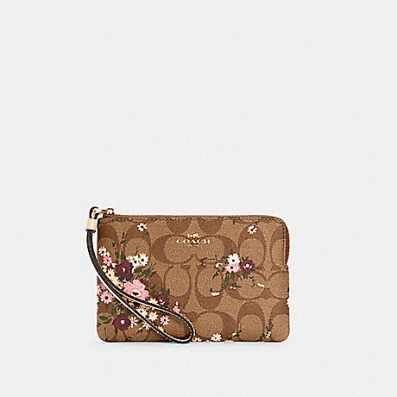長財布 [COACH] Corner Zip Wristlet Signature Canvas Floral Print Coach Corner Zip Wristlet In Signature Canvas With Jumbo