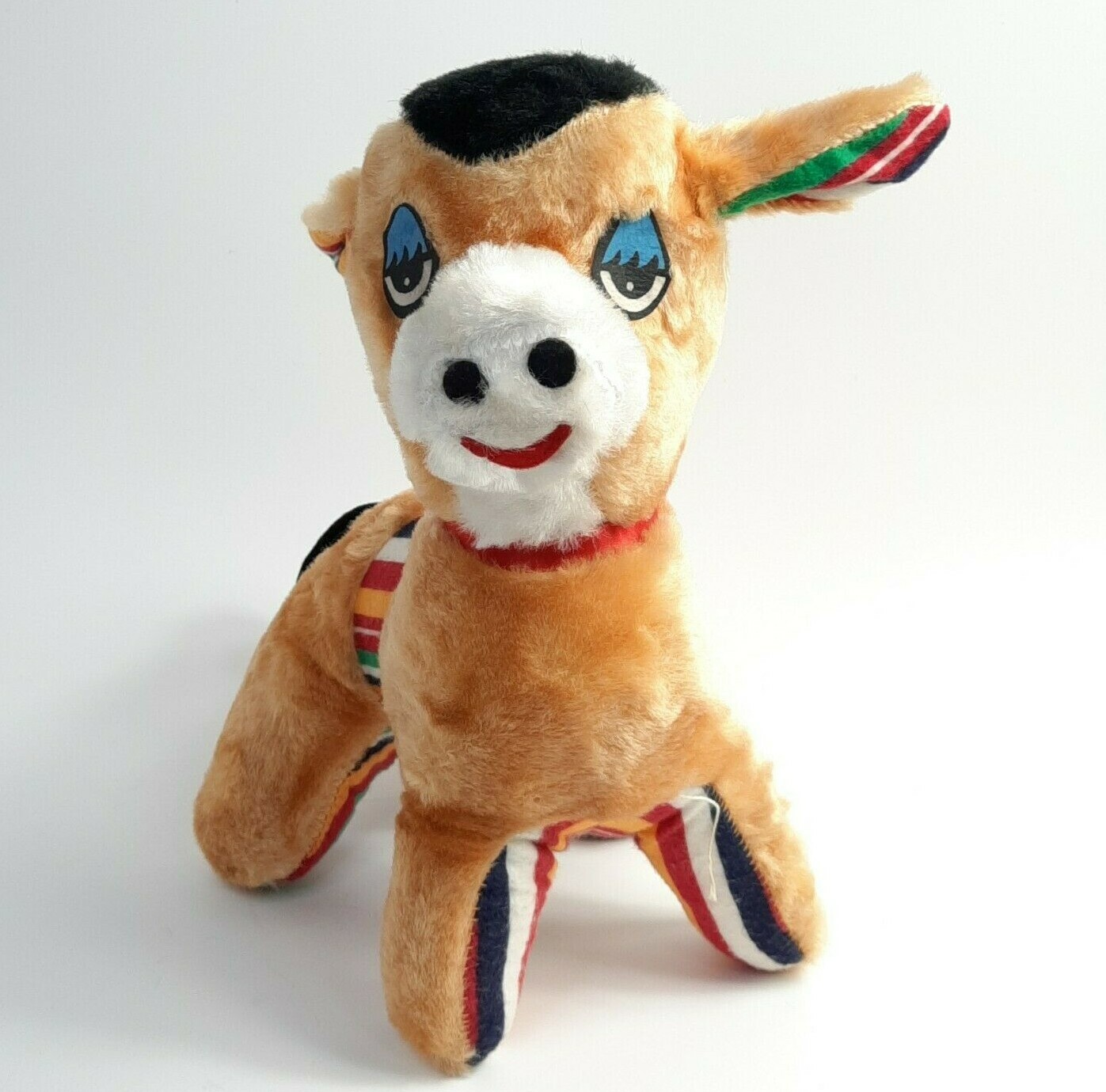 VTG Carnival Prize Golden Kitschy Donkey Plush 12”T Flannel