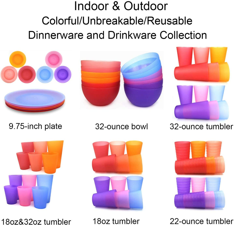 Everyday Plates Set of 12 - Unbreakable and Reusable 10 Inch Plastic Dinner Plat