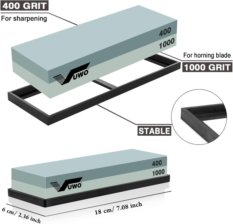 Knife Sharpening Stone Kit- Professional Knife Sharpener Stone Dual Sided 400&10