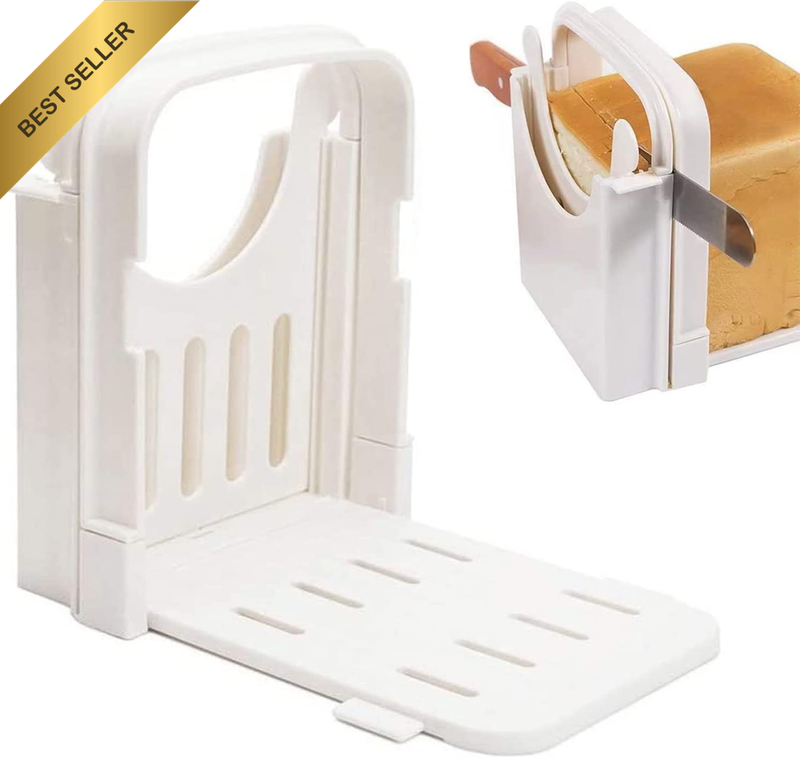 Bread Slicer, Folding and Adjustable Toast Loaf Slicing Machine, Plastic Bread C
