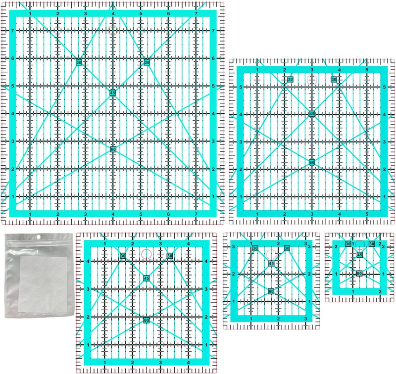 5 Quilting Square Rulers(2.5",3.5", 5", 6",8")