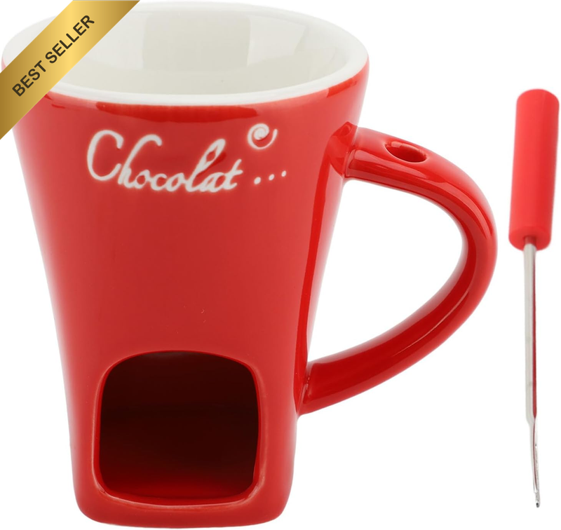 Chocolate Fondue Mug, Ceramic Melting Cup for Chocolate, Cheese & Caramel, Butte