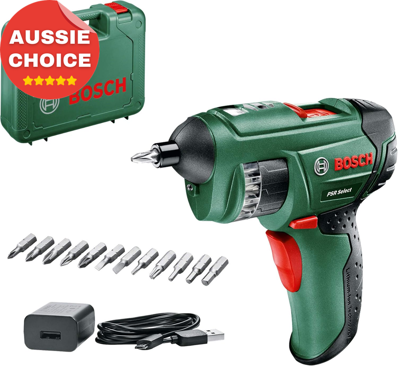 3.6V Cordless Electric Screwdriver Set with 12 Bits and Case Made in Europe