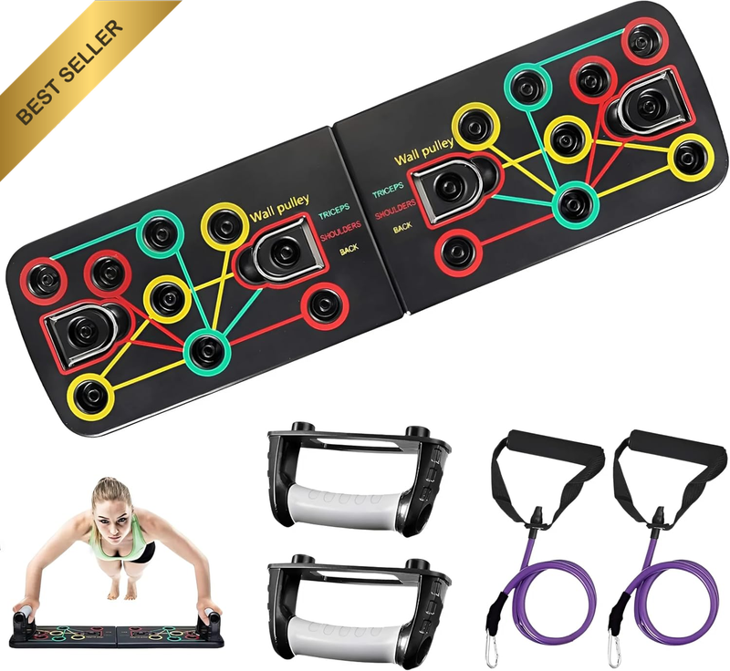 Foldable Push Up Board Multifunction Color Coded Home Gym
