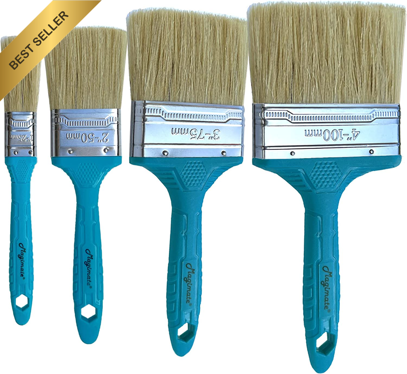 4 Pcs Chip Stain Brushes Set 1 2 3 4 Inch Bristle Blended Teal