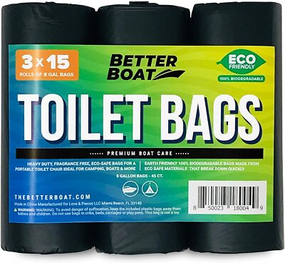 Better Boat 45 Portable Toilet Bags for Camping Boating Outdoors 100% for Use 5