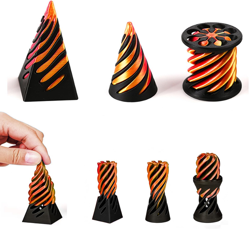 3D Printed Fidget Toys Set – Impossible Cone (Transcendental Cone), Pyramid & Cy