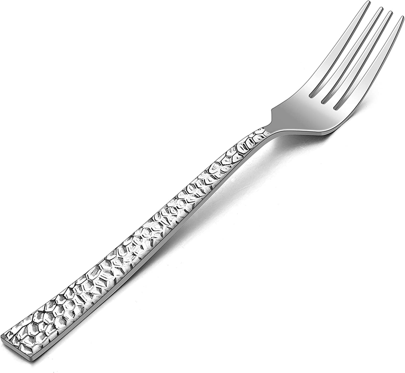 Hammered 12-Pieces Dessert Forks,  Stainless Steel 6.7 Small