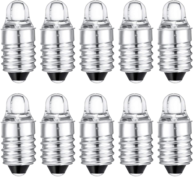 10 Pieces E10 LED Bulbs 3 Volt Miniature Flashlight Bulbs E10