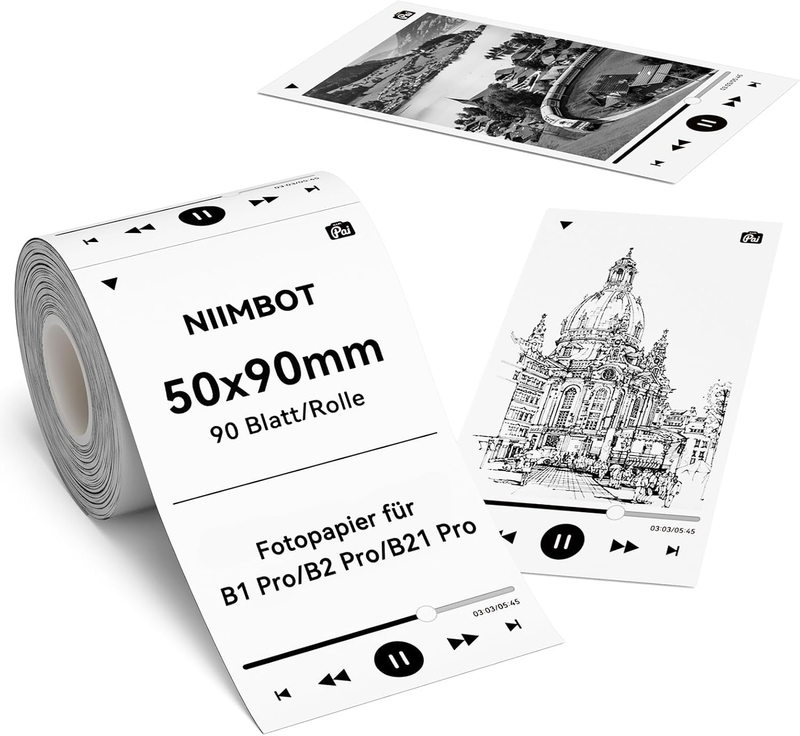Labels, Photo Paper for B1Pro B2Pro B21Pro Label Printers, 50 X 90 Mm 90 Labels