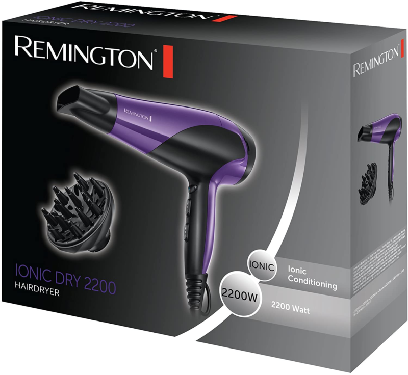 REMINGTON Haartrockner D3190 Ionen Fön Föhn mit Diffusor 2200 Watt NEU