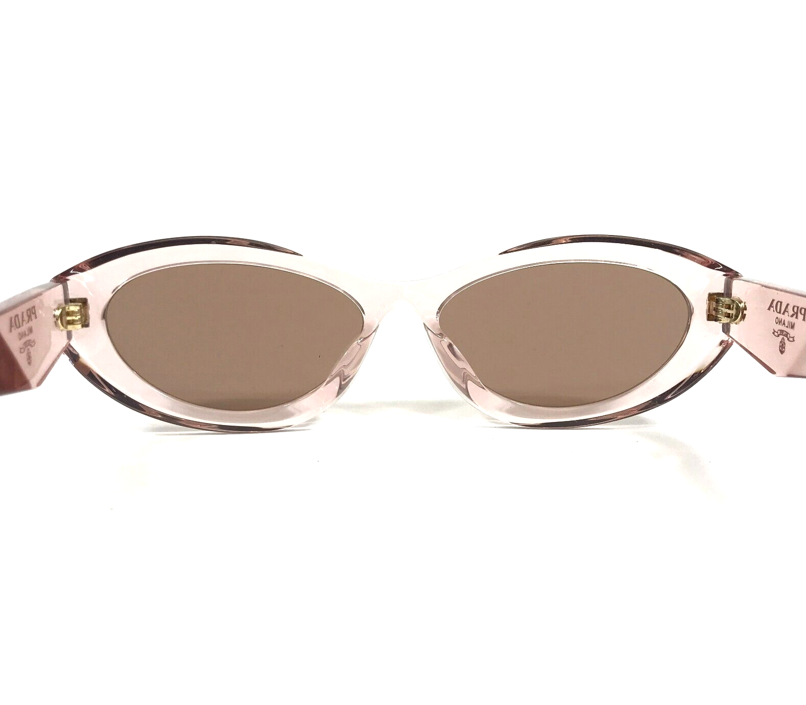 Pre-owned Prada Sunglasses Spr26z-f 19q-10d Transparent Pink Cat Eye Frames W Brown Lenses