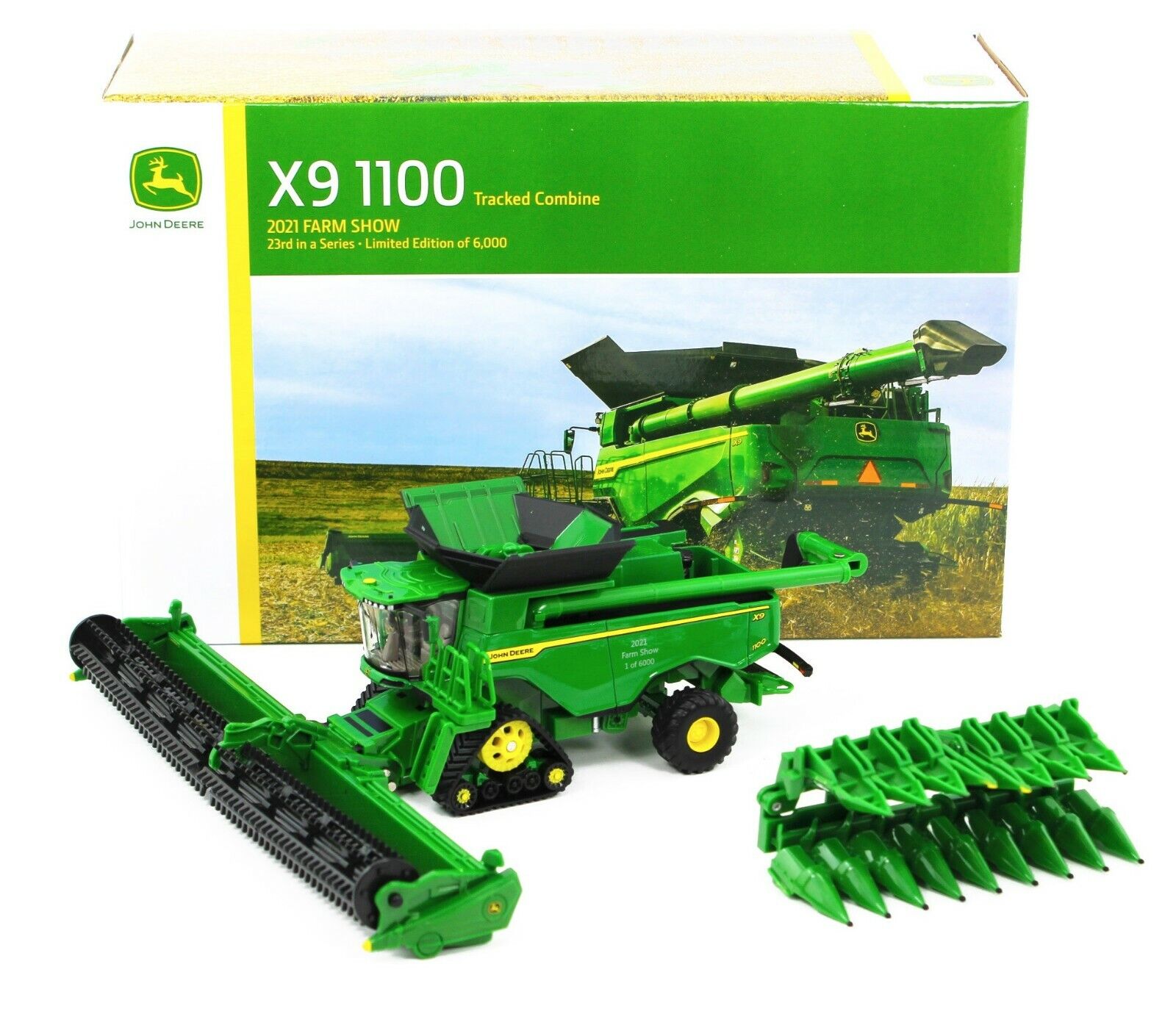 2021 FARM SHOW 1:64 ERTL John Deere X9 1100 TRACKED COMBINE *BOTH HEADS*  NIB!