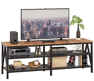 For 60 65 Inch Tv, Long 55" Entertainment Center With 3-tier Open Sto..