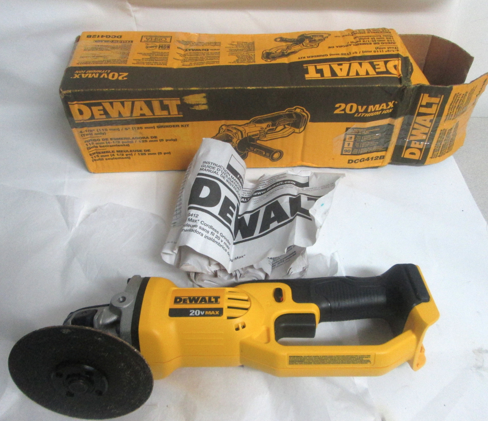 Dewalt DCG412B 20V MAX Lithium Ion Cordless Grinder