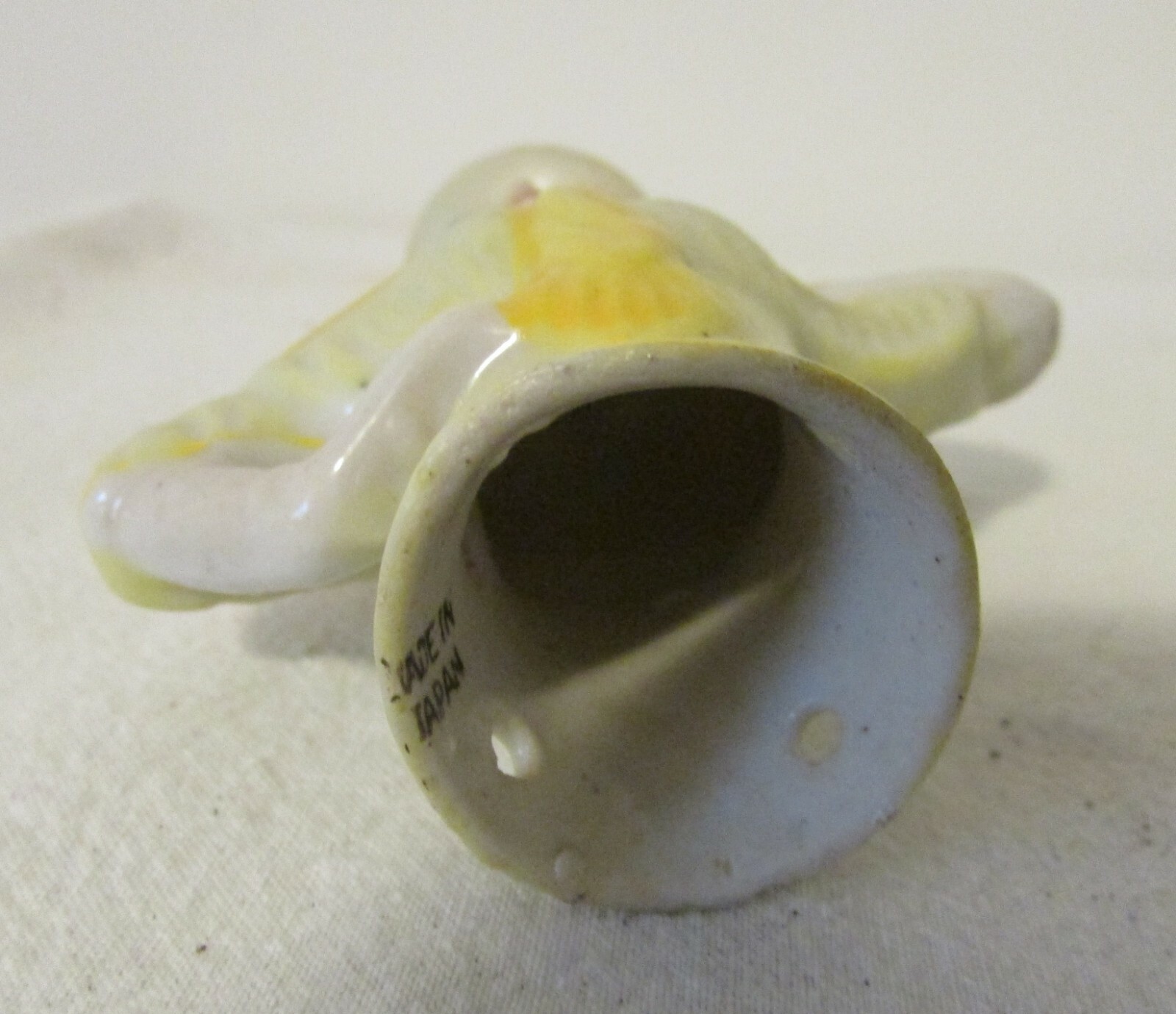 Vintage Art Deco Style Half Doll Porcelain Posed Lady Yellow Hat Japan