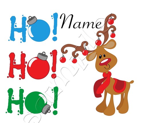 Iron on transfer personalised merry christmas ho ho ho rudolph reindeer