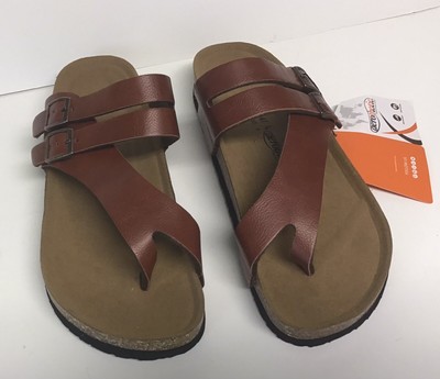 Aerothotic Cork Footbed Sandals Faux Leather Brown Straps Size 41 Or 11 New NWT